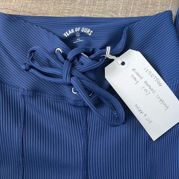 NWT Year Of Ours Navy Blue Ribbed Football Leggings Size XS - Picture 2 of 4